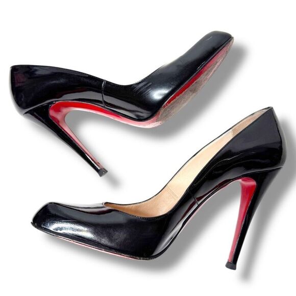 Christian Louboutin Simple Classic Pump Black Patent Leather Heels Women’s Sz 39 - Picture 5 of 9